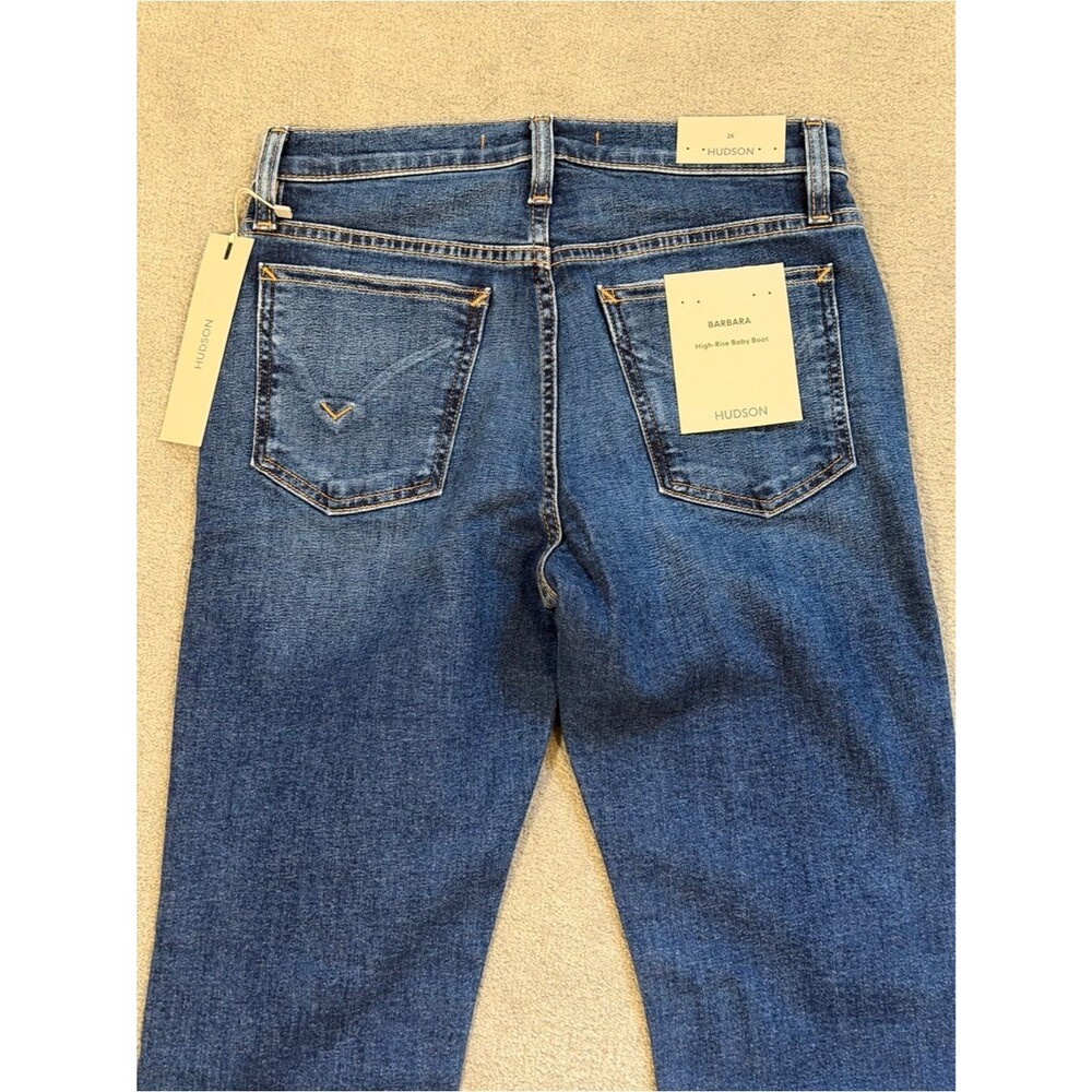 Hudson 'Barbara' High-Rise Bootcut Stretch Medium Blue Split Hem NWT Size 26